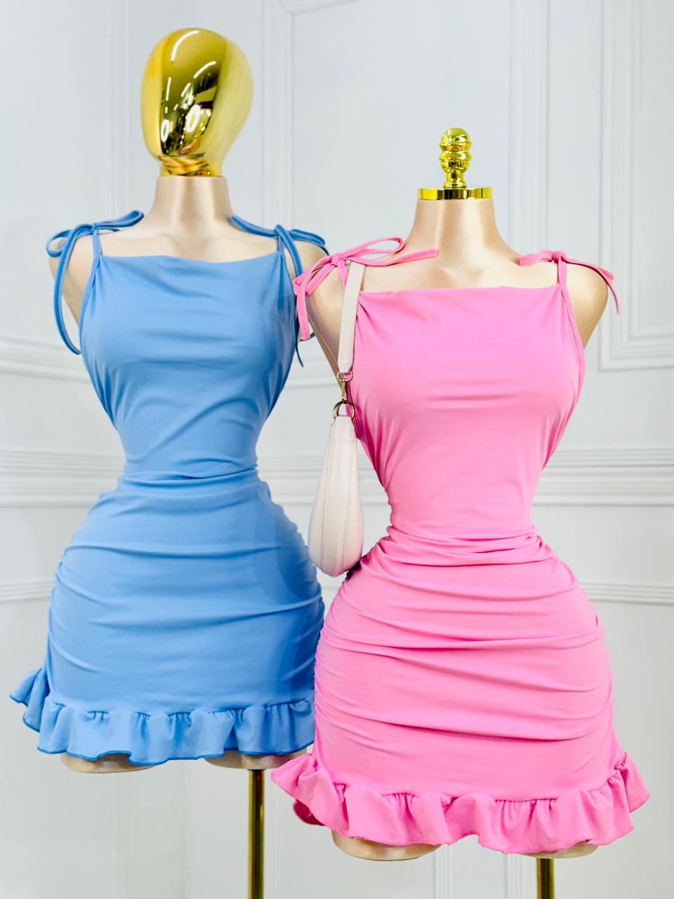 Vestido Azul con olanes